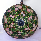 Tiffany-Style Lamp Table Peach Kapok Peony Glass Lampshade Desk