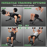 HEMERIS Adjustable Weight Bench 32 In Backrest, Foldable Workout Bench for home gym 660 LBS Incline/Decline Bench Press Exercise Equipment 85°to -30°FID Strength Weight Training(Black)
