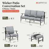 MIXPATIO 5-Piece Wrought Iron Patio Conversation Set, Grey