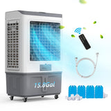 Bonnlo 2900 CFM Swamp Cooler with Remote Control, 3-In-1 Portable Evaporative Air Cooler, Cooling Fan with 15.8 Gal Water Tank, 12H Timer, Top Water Adding for Outdoor & Indoor Use