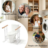 PXNTLA Toilet Safety Rails for Seniors - Toilet Safety Frame with Dual Pillars, Waterproof Nighttime Reflective Base, 3-Speed Height Adjustment (White, Double Pillar)
