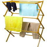 HOME IT Wooden Clothes Drying Rack for Laundry - Collapsible Folding Bamboo Laundry Drying Rack for Drying Clothes - Heavy Duty Pre Assembled