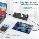 Desk Clamp Power Strip 10FT, 40W Total Fast Charging Station, Black