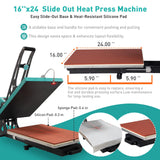 Semi-auto Heat Press Machine with Positioning, 2kw, Slide-Out, Heat Transfer Press DTF