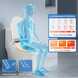 Bidet Toilet Seat Elongated, Smart Heated Bidet Toilet Seats with AUTO - Water & Dryer Slow Close Lid, Nozzle for 4 Cleaning Modes, Remote Control - Adjustable Water Pressure & Temp, LED Lighting