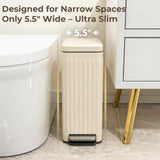 Bathroom Trash Can with Lid, Small Stainless Steel Garbage Can with Step Pedal