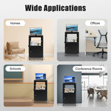 Portable Steel AV Media Cart, Rolling Multimedia Cart w/Cable Management