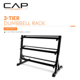 CAP 51-Inch 3-Tier Dumbbell Rack for Home Gym, Heavy-Duty Steel Weight Storage Rack for Hex Dumbbells, Holds 5lb - 50lb Pairs