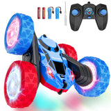 Hamdol Remote Control RC Car for Kids 6-12, High-Speed 4WD Stunt Car with LED Lights & 360° Rotation, 2.4GHz Off-Road Vehicle Toy with Rechargeable Battery, Cool Valentines and Birthday Gift for Boys