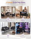 62" W Leather Loveseat and 2 Chairs, Living Room Sets w/Charging Station