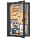 Enclosed Bulletin Board,Grey Felt Black Frame Outdoor Display Case 36x24in