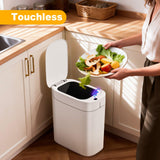 3.5 Gallon Slim Smart Small Plastic Trash Bin, Narrow Motion Sensor Trash Can for Bedroom, Office White