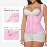 YIANNA Waist Trainer for Women Tummy Control Underbust Hourglass Corset Waist Cincher Vest Sport Girdle Postpartum Faja Body Shaper with Zipper and Hooks, YA7293-Pink-M