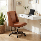 Upholstered Armless Office Chair Faux Leather Swivel Home Desk Office Chair