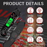 Meat Thermometer Digital，IP67 Waterproof Cooking Thermometer with Backlight, Calibration & Hold Function，Food Thermometer for Cooking,Outdoor Grilling, Black