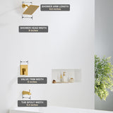 BRAVEBAR Brushed Gold Shower Faucet Set - Gold Tub and Shower Faucets Set with 8-Inch Rain Shower Head and Tub Spout, Single-Handle Bathtub and Shower Trim Kit Valve Included