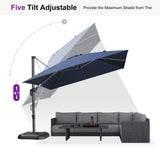PURPLE LEAF Patio Umbrella Outdoor 10' x 10' Square Easy Assembly Navy