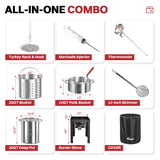 30QT & 10QT Outdoor Fryer | Turkey Fryer | Seafood Boil Pot | Cover & Skimmer Included | 50,000BTU Propane Burner | Aluminum Deep Fryer Pot with Basket | Crab, Seafood & Crawfish Boiler