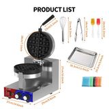 HTTSICHI Commercial Waffle Maker - Belgian Waffle Maker w/Non-stick Baking Pan and 550℉ Heating, 1200W Rotating Waffle Iron for 1.2" Thick