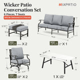 MIXPATIO 6-Piece Patio Conversation Set, Rocking Chairs, Coffee Table, Grey