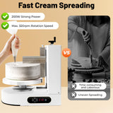 200W Automatic Cake Decorating Machine, Professional Cream Jam Spreader for 4-12 Inch Cakes with Turntable, 60-320RPM Adjustable Icing Smoother (White)
