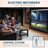 YODOLLA 150" Projector Screen Motorized 16:9, 4K HD Pull Down Retractable Projection Screens Electric Automatic Wall Ceiling Movie Screen for Office Classroom Indoor with Remotes