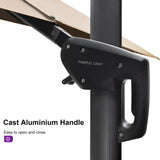 PURPLE LEAF Patio Telescopic Umbrella 11.5' x 11.5' Up Down Lifting Beige