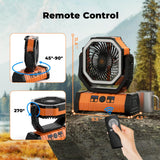 VOSFEEL Camping Fan - 20000mAh Battery Powered Fan Rechargeable with LED Lantern - Portable Outdoor Tent Fan with Hanging Hook 4 Speeds Wind Remote Control VOSFEEL