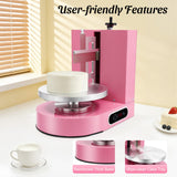 Cake Decorating Machine, 200W Birthday Cake Cream Smooth Coating Decoration Machines with LCD Display & Graduated Scrapers Low Noise Cakes Frosting Machine for 4-12In (Pink)