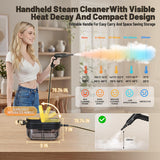 Gautye Steam Cleaner, 3 Level Adjustable Handle with 15 Accessories, Black