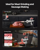 VEVOR Manual Meat Grinder, 304 Stainless Steel Meat Grinder with Steel Table Clamp, #12 Meat Mincer Sausage Maker & 2 Cutting Plates, Cookie Attachment, Sausage Tube for Beef Pepper Mushroom Cookie