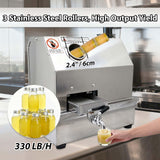 JARYANNIX Manual Sugar Cane Juicer Machine, 330 LBS/H High Output Commercial Sugarcane Juice Machine, 3-Roller Stainless Steel Sugarcane Juicer Extractor with Filter Box
