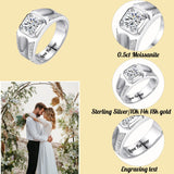 Oseew Gold Men moissanite ring 1 Carat Round Cut moissanite rings for men Solitaire D Color VVS1 Clarity Brilliant Round