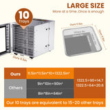 Food Dehydrator for Jerky, Remote Control, Large 10 Stainless Steel Trays, 1000W Fruit Dehydrator, 24H Timer and 194°F Temperature Control, Overheat Protection, Food Dryer for Jerky, Fruit, Dog Treats
