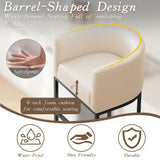 Modern Counter Height Bar Stools,Bar Stools Set of 4,PU Leather Upholstered Barrel Barstools with Backs