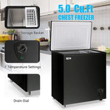 Chest Freezer Deep Freezer for Garage 5.0 Cu.Ft Compact Freezer Only Adjustable 7 Thermostat and Removable Basket Energy Saving for Garage Basement Dorm Apartment Kitchen Business