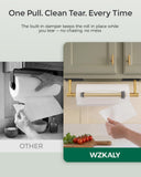 WZKALY Paper Towel Holder Under Cabinet, Self Adhesive or Wall Mount Hanging Paper Towel Holder with Damping Effect, Single Hand Operable, Stainless Steel for Kitchen Bathroom (Black&Gold)