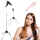 Shouken Adjustable Hands-Free Hair Dryer Stand Holder 360 Degree Rotation,Blow Dryer Holder Countertop With Non-Slip Tripod and Universal Clip