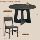 Round Dining Table Set for 6, 7-Piece Kitchen Table and Chairs for 6, 47'' Round Dining Room Table Set with 6 Chairs