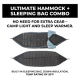 GRAND TRUNK Evolution 20 Down Hammock – Cold Weather Hammock with Integrated Sleeping Bag & Underquilt, 20°F Rated, Lightweight Camping & Backpacking Hammock