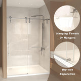 AMAPO 60 * 76 Brushed Nickel Frameless Shower Door - 8mm Tempered Glass, Corrosion-Resistant Stainless Steel Tracks, Suitable for Hotel-Style Bathrooms, Boutique Apartments, and Modern Home
