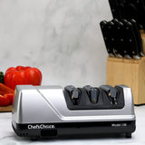 Chef’sChoice Professional Electric Knife Sharpeners Sharpening Station With 100-Percent Diamond Abrasives And Precision Angle Guides For 20-Degree Straight-Edge and Serrated Knives, 3-Stage, Silver