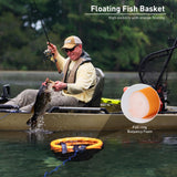 QualyQualy Floating Fish Basket for 5 Gallons Buckets, Foldable Fishing Basket Bait Net for Live Caught, Rubber Coated Mesh Fish Holder for Kayak Fishing Live Well Baitfish Minnow Bucket