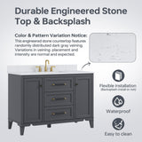 DELUXE LIVING 48 Inch Bathroom Vanity with Sink, Fully Assembled, Gray