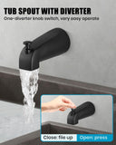 brassqueen Tub Shower Faucet Set with Magnetic 5-Function Handheld bathtub shower faucet set with Rough-in Valve Trim Kit Matte Black
