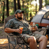 Overmont Oversized XL Camping Chair for Adults - 400lbs Support Heavy-Duty Padded Folding Chair with Side Pocket Cup Holder Cooling Bag for Outdoor Sports Garden Beach Fishing Lawn Khaki 2pcs