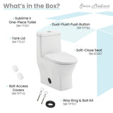 Toilet Dual Flush 1.1/1.6 GPF with Side Holes, Glossy White Swiss Madison