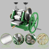 Manual Sugar Cane Press Juicer, Heavy-Duty Triple Stainless Steel Roller Design, Motor-Ready Interface, 2.5" Wide Inlet, High-Yield Hand Crank Cane Extractor for Home & Small Commercial Use