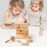 ibwaae Kids Coffee Maker 10Pcs Toy Coffee Maker Playset Wooden Kitchen Set Toys Toddler Play Kitchen Accessories