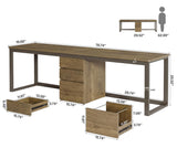 Tribesigns 78.7'' 2 Person Computer Desk with 3 Drawers, Extra Long Double Office Desk with Storage, Modern Dual Study Writing Table Workstation for Home Office, Rustic Brown